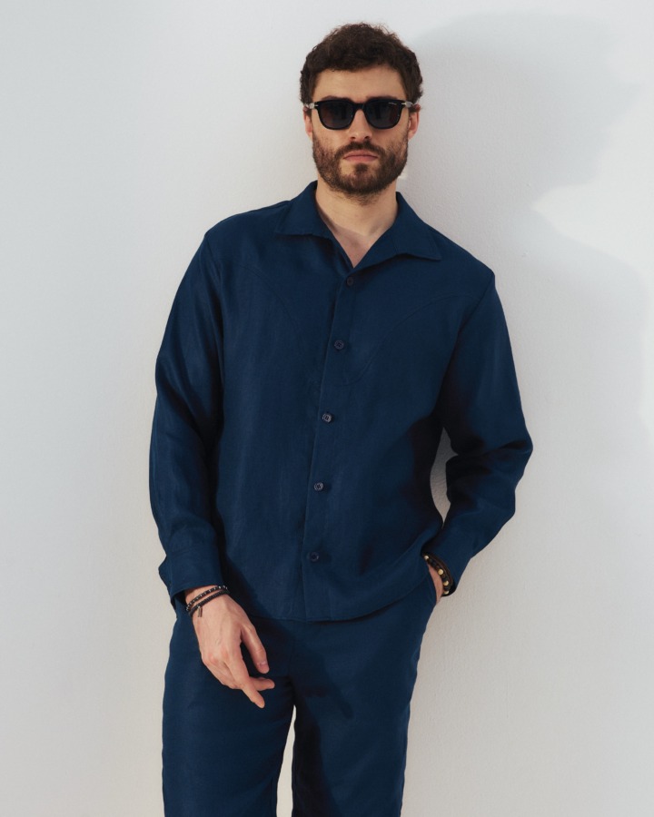 Navy Linen Shirt