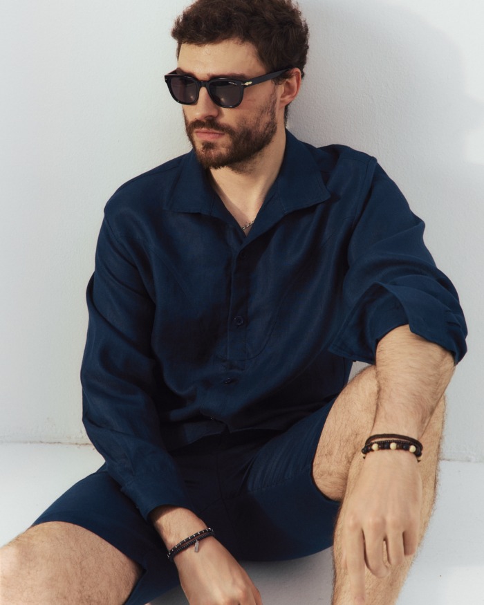 Navy Linen Shirt